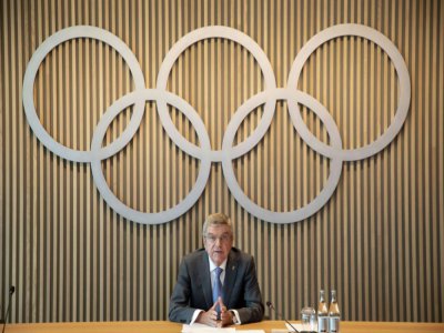 Le chef du CIO, Thomas Bach, le 10 juin 2020 à Lausanne (Suisse) - Greg MARTIN [OIS/IOC/AFP/Archives]