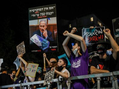 Manifestations antigouvernementales à Jérusalem, le 16 juillet 2020 - Ahmad GHARABLI [AFP]