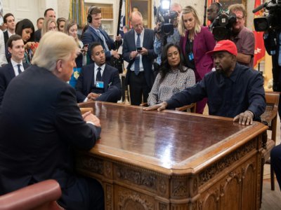 Kanye West et Donald Trump le 11 octobre 2018 dans le Bureau ovale de la Maison Blanche - SAUL LOEB [AFP/Archives]