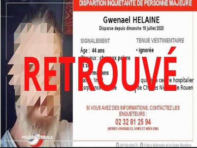 Un homme de 44 ans porté disparu depuis le dimanche 19 juillet à Rouen a été retrouvé sain et sauf. - Police Nationale 76