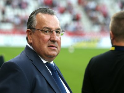 Le président du Stade de Reims Jean-Pierre Caillot lors de la réception de Lyon, le 17 août 2018 - FRANCOIS NASCIMBENI [AFP/Archives]