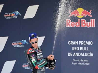 Le Français Fabio Quartararo vainqueur sur Yamaha-SRT du GP moto d'Andalousie sr le circuit de Jerez, le 26 juillet 2020 - JAVIER SORIANO [AFP]