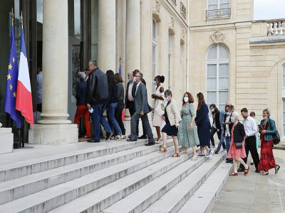 Des membres de la Convention citoyenne pour le climat arrivent à l'Elysée, le 29 juin 2020 à Paris - Ludovic MARIN [AFP/Archives]