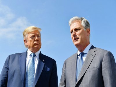 Donald Trump et son conseiller à la sécurité nationale Robert O'Brien le 18 septembre 2019 à Los Angeles - Nicholas Kamm [AFP]