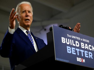 Joe Biden lors d'un discours de campagne, le 28 juillet 2020 à Wilmington, dans le Delaware - ANDREW CABALLERO-REYNOLDS [AFP]