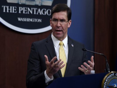 Le ministre américain de la Défense, Mark Esper, lors d'une conférence de presse le 4 mars 2020 au Pentagone, à Washington - Olivier DOULIERY [AFP/Archives]