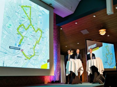 Le tracé de l'étape du Tour de France à Copenhague, reporté de 2021 à 2022, présenté le 4 février 2020 à Vejle (Danemark) - Henning Bagger [Ritzau Scanpix/AFP/Archives]