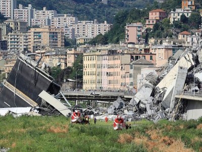 Le pont de Gênes effondré, le 14 août 2028 en Italie - Valery HACHE [AFP/Archives]