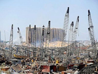 Les dégâts dans le port de Beyrouth dévasté par l'explosion le 5 août 2020 - JOSEPH EID [AFP]