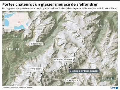 Fortes chaleurs : un glacier alpin menace de s'effondrer - Simon MALFATTO [AFP]