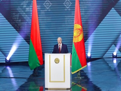 Discours du président du Bélarus Alexandre Loukachenko à Minsk, le 4 août 2020 - Andrei POKUMEIKO [BELTA/AFP/Archives]