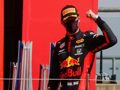 Le Néerlandais Max Verstappen, vainqueur du GP des 70 ans de la F1, à Silverstone, le 9 août 2020 - Frank Augstein [POOL/AFP]