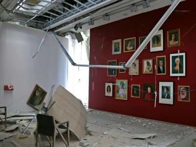 Photo fournie par le musée Sursock montrant une salle d'exposition ravagée par l'explosion du port de Beyrouth, le 8 août 2020 - - [Sursock Museum/AFP]