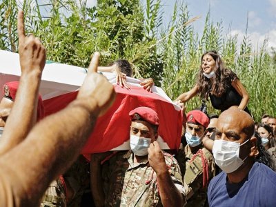 Funérailles à Batroun (nord du Liban) d'une victime de l'explosion à Beyrouth, le 10 août 2020 - Ibrahim CHALHOUB [AFP]