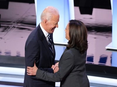 Joe Biden et la sénatrice Kamala Harris, le 31 juillet 2020 à Détroit, dans le Michigan - Jim WATSON [AFP/Archives]