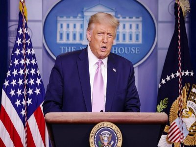 Le président américain Donald Trump lors d'une conférence de presse à la Maison blanche le 11 août 2020 - ALEX WONG [GETTY IMAGES NORTH AMERICA/AFP]
