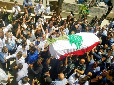 Funérailles du pompier Michel Khuzami, tué dans l'explosion à Beyrouth le 4 août 2020 - Fathi AL-MASRI [AFP/Archives]