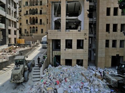Les dégâts après la double explosion dans un quartier de Beyrouth proche du port, le 12 août 2020 - JOSEPH EID [AFP]