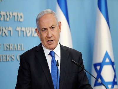 Le Premier ministre Benjamin Netanyahu lors d'une conférence de presse à Jérusalem, le 13 août 2020 sur l'accord de paix entre Israel et les EAU - Abir SULTAN [POOL/AFP]
