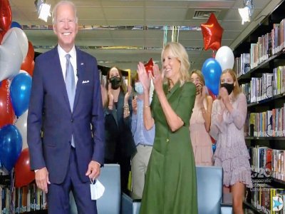 Joe Biden et son épouse Jill le 18 août 2020 - - [DEMOCRATIC NATIONAL CONVENTION/AFP]