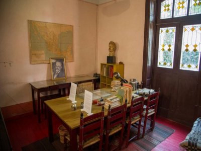 La pièce où Léon Trotsky a été tué dans sa maison de Coyocan, transformée en musée, le 10 août 2020 à Mexico - CLAUDIO CRUZ [AFP]