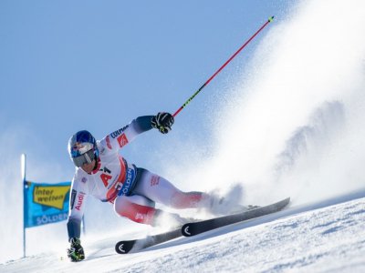 Le Français Alexis Pinturault lors de la 1re manche du slalom géant de Sölden, le 27 octobre 2019 - Johann GRODER [APA/AFP/Archives]