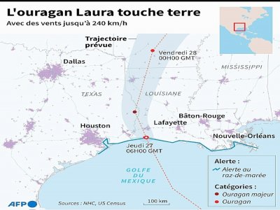 Localisation et trajectoire de l'ouragan Laura - Patricio ARANA [AFP]