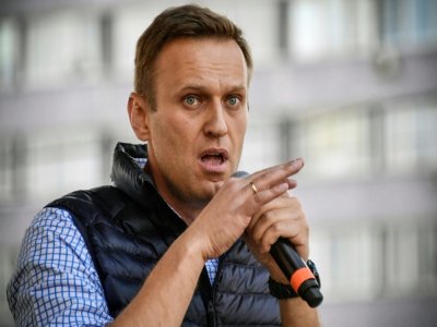 L'opposant russe Alexeï Navalny lors d'un rassemblement à Moscou en avril 2018 - Alexander NEMENOV [AFP/Archives]
