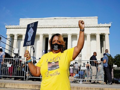 Shontina Kuykendoll, de Dallas, est venue à Washington pour une manifestation antiraciste le 28 août 2020 - Jacquelyn Martin [POOL/AFP]