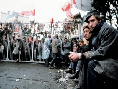 Des travailleurs en grève du chantier naval Lénine à Gdansk, le 20 août 1980 en Pologne - JORMA PUUSA [LEHTIKUVA/AFP/Archives]