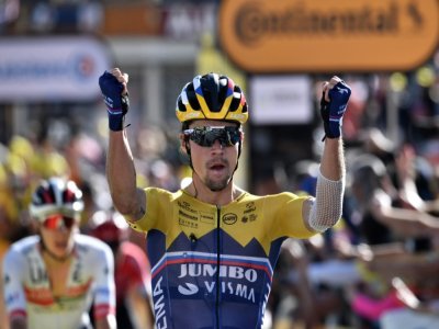 Le Slovène Primoz Roglic (Jumbo) vainqueur de la 4e étape du Tour de France, entre Sisteron et la station d'Orcières-Merlette, le 1er septembre 2020 - Anne-Christine POUJOULAT [POOL/AFP]