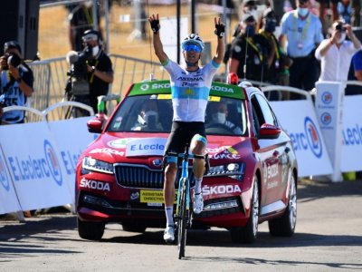 Le Kazakh Alexey Lutsenko vainqueur de la 6e étape du Tour de  France, entre Le Teil et le mont Aigoual, le 3 septembre 2020 - Stuart Franklin [POOL/AFP]