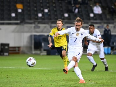 L'attaquant des Bleus Antoine Griezmann pendant le match de Ligue des nations contre la Suède, le 5 septembrre 2020 à Solna - Jonathan NACKSTRAND [AFP]
