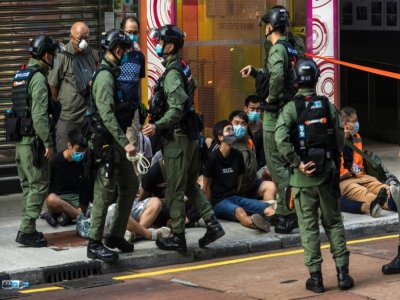 Arrestations à Hong Kong, à l'occasion de rassemblements contre le report des législatives, le 6 septembre 2020 - DALE DE LA REY [AFP]