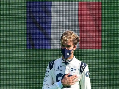 Pierre Gasly (Alpha Tauri) vainqueur du GP d'Italie, à Monza, le 6 septembre 2020 - JENNIFER LORENZINI [POOL/AFP]