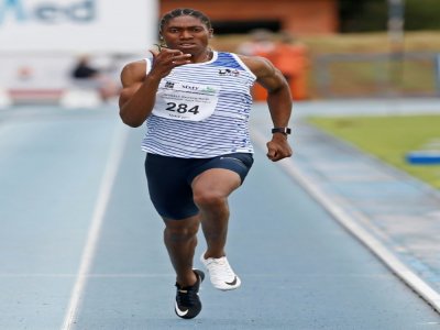 La Sud-Africaine Caster Semenya lors du 200 m au meeting de Gauteng-Nord, à Pretoria, le 13 mars 2020 - Phill Magakoe [AFP/Archives]