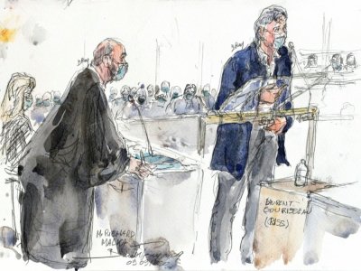 Le directeur de la publication de Charlie Hebdo, Riss, lors d'une audience au tribunal de Paris le 9 septembre 2020 - Benoit PEYRUCQ [AFP]