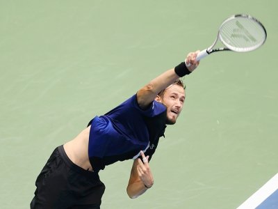 Le Russe Daniil Medvedev face à son compatriote Andrey Rublev lors du quart de finale de l'US Open, à New York, le 9 septembre 2020 - AL BELLO [GETTY IMAGES NORTH AMERICA/AFP]