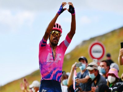Le Colombien Daniel Martinez, vainqueur de la 13e étape du Tour de France, le 11 septembre 2020 au Puy Mary - Stuart Franklin [POOL/AFP]