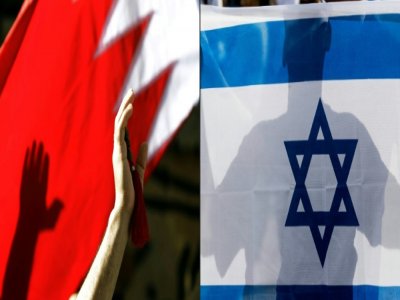 Photo montage, créé le 11 septembre 2020  des drapeaux israélien (g) et du Bahrein - JOSEPH EID, JACK GUEZ [AFP]