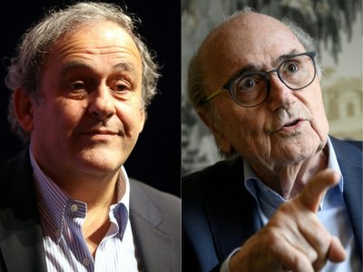 Michel Platini (g) le 22 novembre 2019 à Nice et Sepp Blatter (d), le 31 août 2020 à Zürich - VALERY HACHE, Fabrice COFFRINI [AFP/Archives]