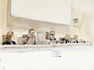 La cour au Tribunal de Paris lors du procès des attentats de janvier 2015, le 16 septembre 2020 - Benoit PEYRUCQ [AFP]
