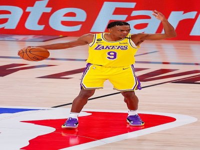 Rajon Rondo, le meneur de keu des Los Angeles Lakers, contre les Denver Nuggets en finale de Conférence Ouest en NBA le 18 septembre 2020 à Lake Buena Vista en  Floride - Mike Ehrmann [GETTY IMAGES NORTH AMERICA/AFP]