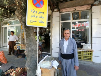 Ali Mohammadi, un vendeur de rue gazé il y a 33 ans, à Sardasht, en Iran, le 14 septembre 2020 - ATTA KENARE [AFP]