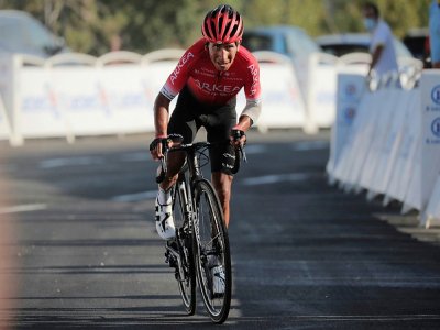 Le leader de l'équipe Arkéa-Samsic Nairo Quintana à l'arrivée de la 15e étape au col du Grand Colombier, le 13 septembre 2020 - Christophe Petit Tesson [POOL/AFP/Archives]