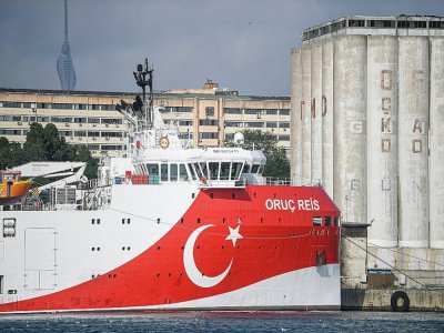 Le navire turc Oruç Reis dans le port d'Istanbul, le 23 août 2019 - Ozan KOSE [AFP/Archives]