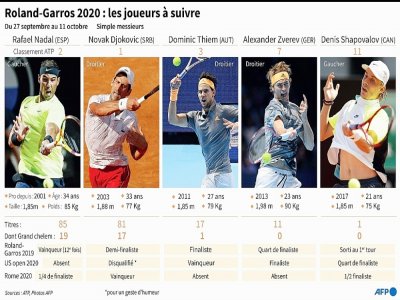 Tournoi du Grand chelem de Roland-Garros 2020, les joueurs à suivre en simple messieurs - Vincent LEFAI [AFP]
