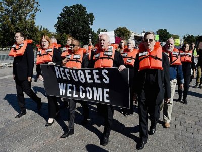 Des militants pro-réfugiés manifestent devant le capitole à Washington, le 15 octobre 2019 - Olivier Douliery [AFP/Archives]