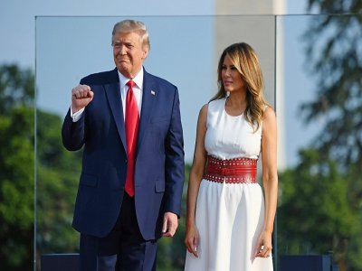 Donald et Melania Trump participent à une cérémonie dans les jardins de la Maison Blanche le 4 juillet 2020 - SAUL LOEB [AFP]