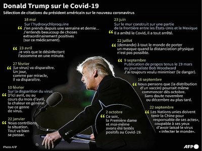 Principales citations du président américain Donald Trump sur la pandémie de Covid-19 - Robin BJALON [AFP]